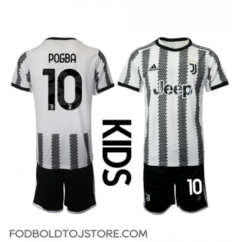 Juventus Paul Pogba #10 Hjemmebanesæt Børn 2022-23 Kortærmet (+ Korte bukser)